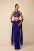 Cocktail Blue Sequins Embroidered Draped Skirt Set