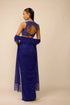 Cocktail Blue Sequins Embroidered Draped Skirt Set