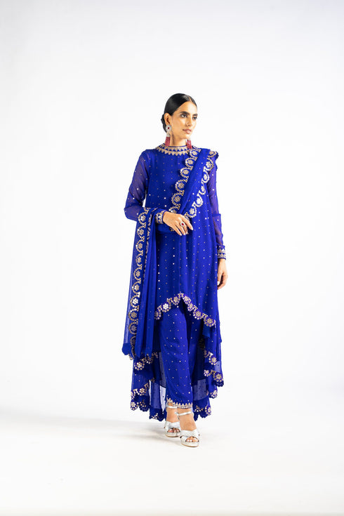 Blue Straight Kurta Pant Set