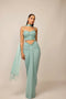 Powder Blue Single Drop Draped Skirt Set
