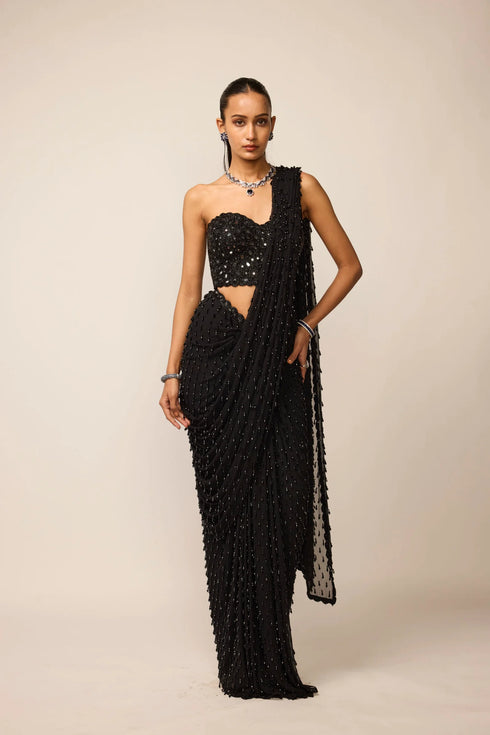 Black Single Drop Saree Set