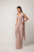 Ash Pink Sequins Embroidered Draped Saree Set
