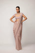 Ash Pink Sequins Embroidered Draped Saree Set