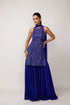 Cocktail Blue Satin Sharara Set