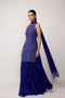 Cocktail Blue Satin Sharara Set