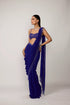 Cocktail Blue Sequins Embroidered Saree Set