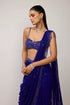 Cocktail Blue Sequins Embroidered Saree Set