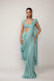 Powder Blue Draped Saree Set
