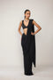 Black Single Drop V Neck Saree Set
