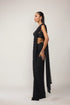 Black Single Drop V Neck Saree Set