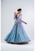 Ice Blue Linear Drop Lehenga Set