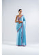 Ice Blue Satin Chiffon Saree Set