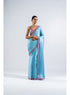 Ice Blue Satin Chiffon Saree Set