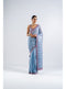 Ice Blue Heavy Mirror Work Saree With Metallic Blouse