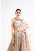 Beige Linear Drop Lehenga With Metallic Blouse