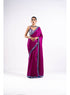 Pop Wine Satin Chiffon Saree Set