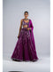 Pop Wine Linear Drop Lehenga With Metallic Blouse