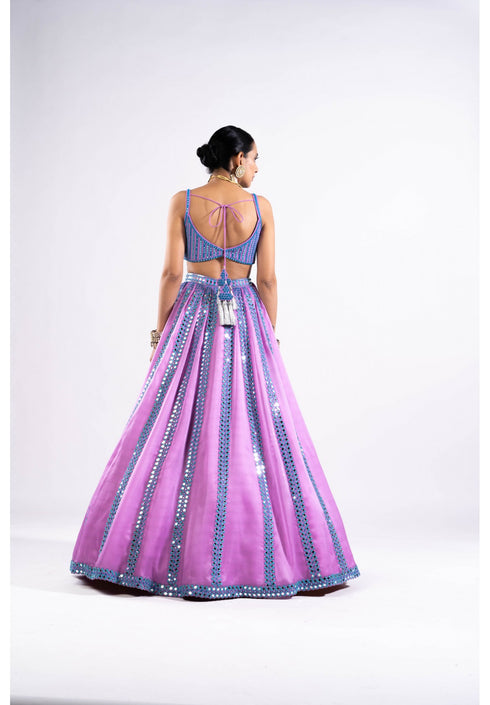 Mauve Mirror Seam Lehenga Set