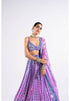 Mauve Linear Drop Lehenga With Metallic Blouse