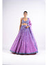 Mauve Linear Drop Lehenga With Metallic Blouse