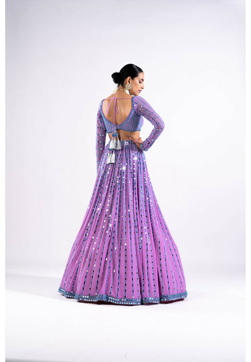 Mauve Linear Drop Lehenga Set