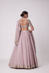 Ash Pink Flower Border Organza Lehenga Set