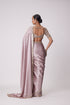 Ash Pink Satin Saree Set