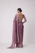 Mud Mauve Hand Embroidered Organza Saree Set