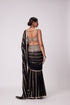 Black Pre Draped Hand Embroidered Saree Set