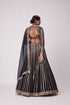 Black Linear Mirror Embroidered Organza Lehenga Set