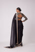 Black Hand Embroidered Organza Saree Set
