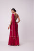 Crimson Red Multi-Tier Sequin Embroidered Saree Set