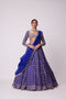Persian Blue Mirror Flower Hand Embroidered Lehenga