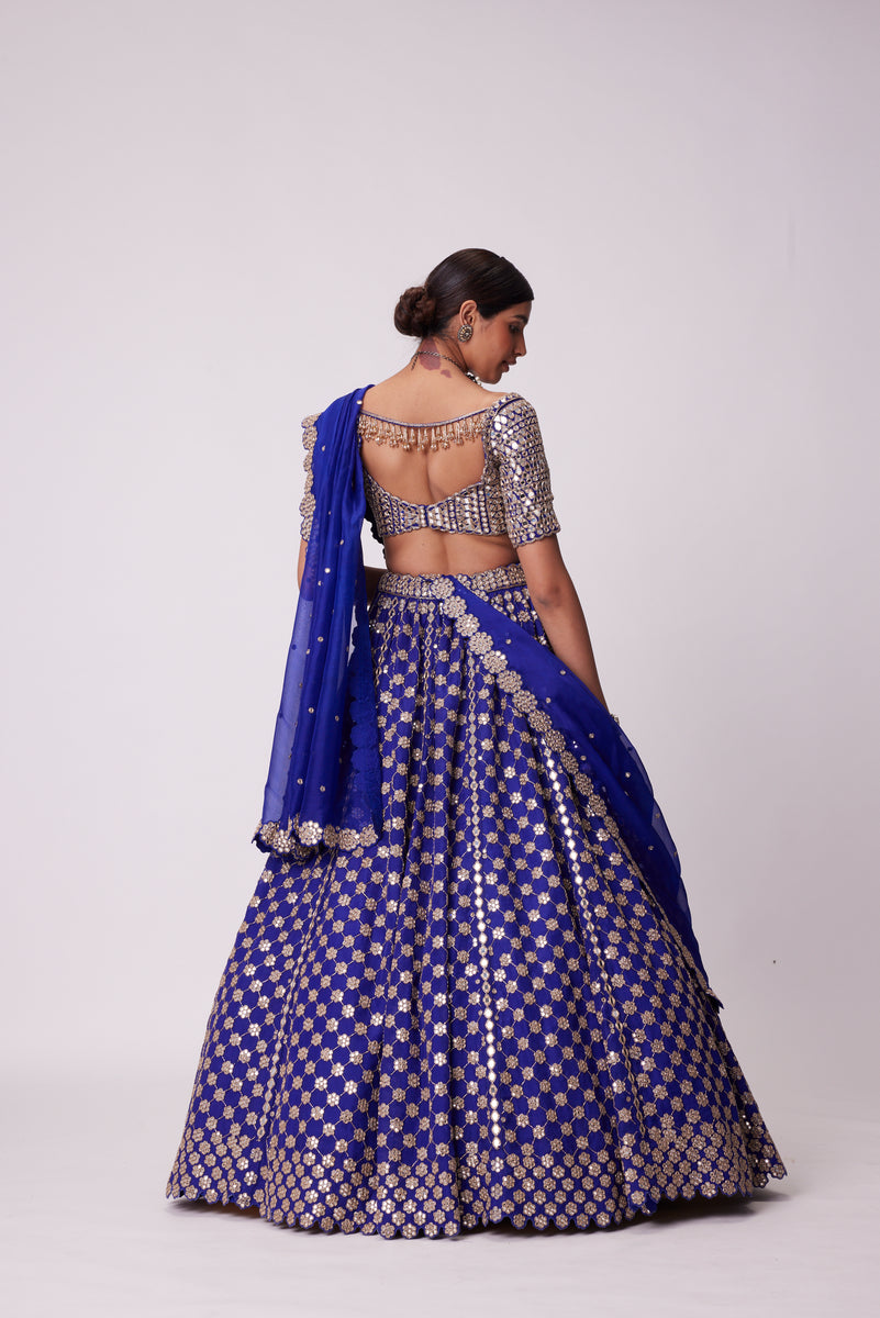 Blue Mirror Lehenga Set