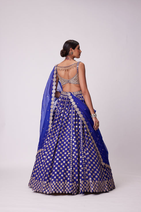 Persian Blue Flower Lehenga Set