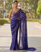 Persian Blue Linear Embroidery Georgette Saree Set