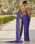 Persian Blue Linear Embroidery Georgette Saree Set