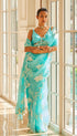 Blue Flower Saree Set