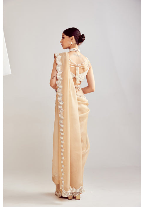 Beige Saree Set