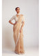 Beige V Neck Saree Set