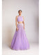 Lilac Chandelier Pearl Halter Neck Crop Top Skirt Set