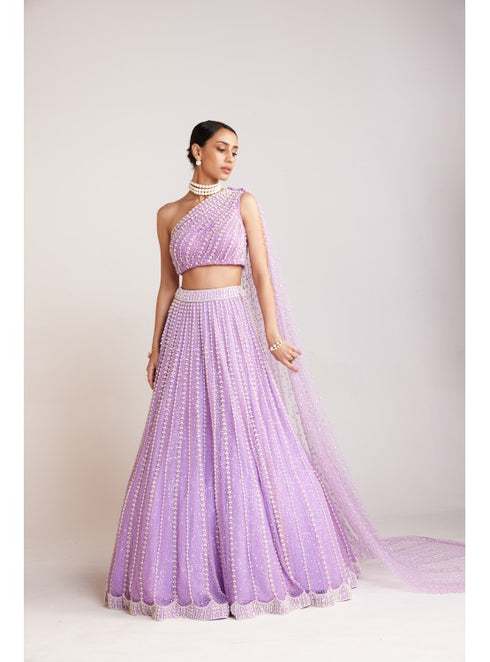 Lilac One Shoulder Lehenga Set