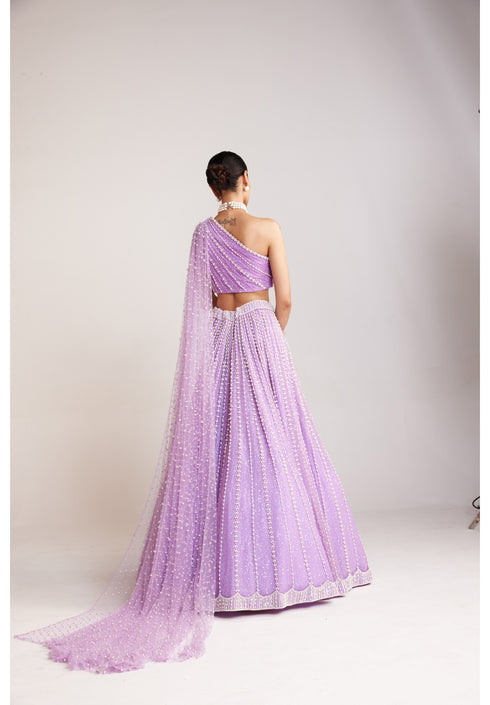 Lilac One Shoulder Lehenga Set