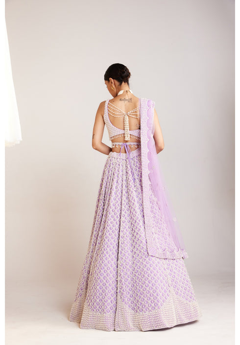 Lilac Pearl Drop Lehenga Set