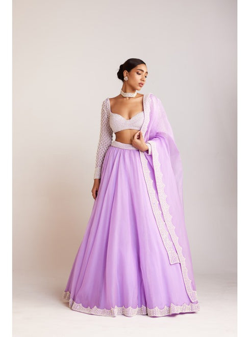Lilac Organza Lehenga Set