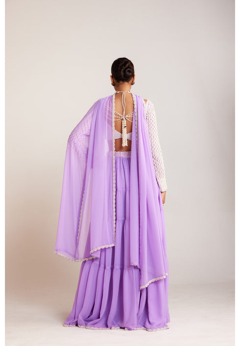 Lilac Pearl Drop Sharara Set
