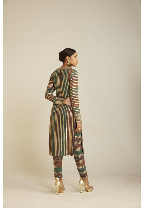 Mud Green Straight Kurta Pant Set