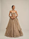 Light Beige Big Mirror Cutwork Lehenga With Corset Set