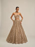 Light Beige Big Mirror Cutwork Crop Top Skirt Set