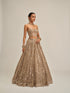 Light Beige Big Mirror Cutwork Crop Top Skirt Set